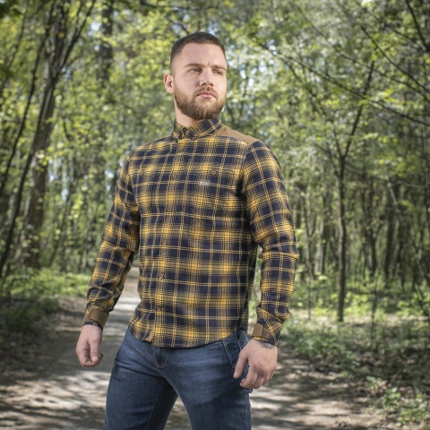 M-TAC Koszula Redneck Shirt Navy Niebiesko/Żółta Long