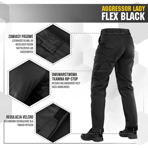 M-TAC Spodnie damskie Aggressor Lady Flex Czarne