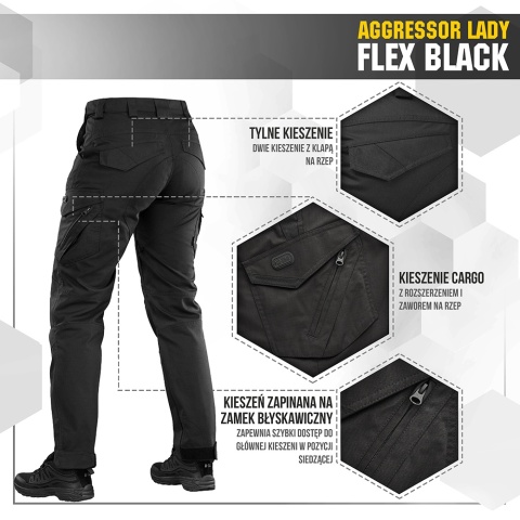 M-TAC Spodnie damskie Aggressor Lady Flex Czarne