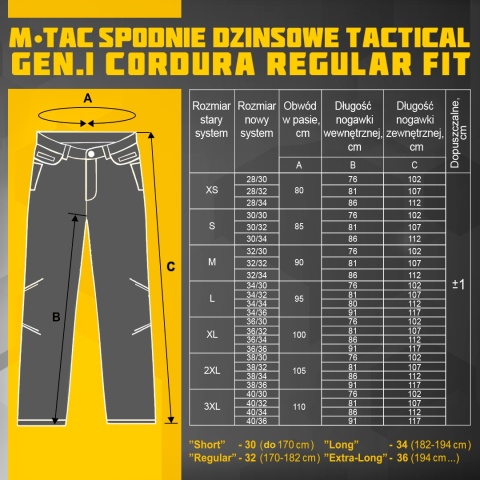 M-TAC Spodnie Jeansy Tactical Gen I Cordura® Regular Fit