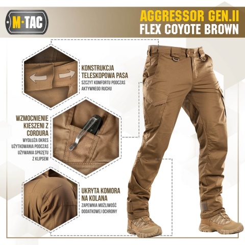 M-TAC Spodnie taktyczne Aggressor Gen II Flex Coyote Brown
