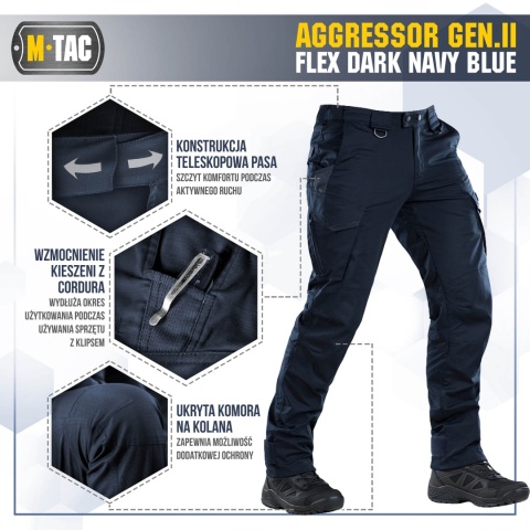 M-TAC Spodnie taktyczne Aggressor Gen II Flex Dark Navy Blue