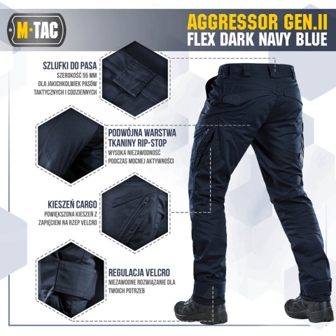 M-TAC Spodnie taktyczne Aggressor Gen II Flex Dark Navy Blue