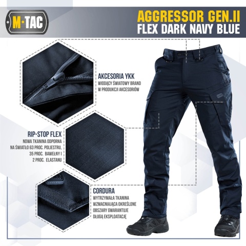 M-TAC Spodnie taktyczne Aggressor Gen II Flex Dark Navy Blue