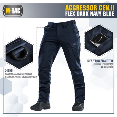 M-TAC Spodnie taktyczne Aggressor Gen II Flex Dark Navy Blue