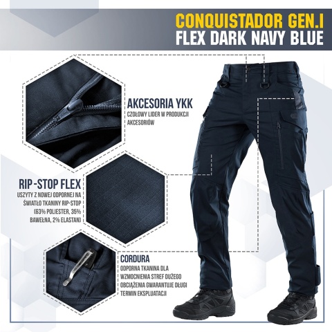 M-TAC Spodnie taktyczne Conquistador Gen I Flex Dark Navy Blue