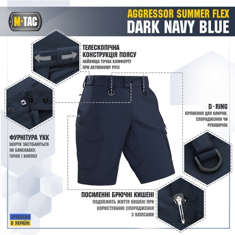 M-TAC Spodenki Aggressor Summer Flex Dark Navy Blue