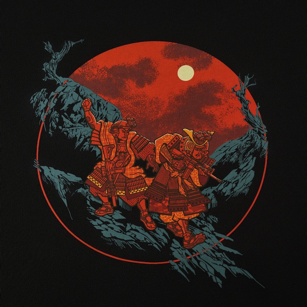 Głęboka, matowa czerń i grafika Two Samurai