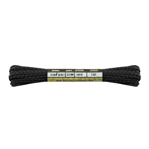 M-TAC paracord Minicord 15m Reflective Black