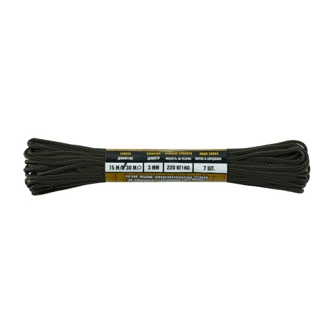 M-TAC Paracord 475 15m Black/Od Green Stairs