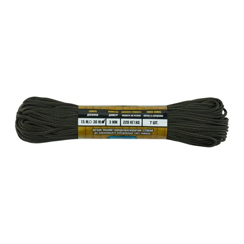 M-TAC Paracord 475 30m Black/Od Green Stairs