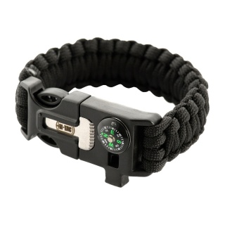 M-TAC Bransoletka Paracord z Krzesiwem Kompasem i Gwizdkiem Black M