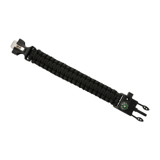 M-TAC Bransoletka Paracord z Krzesiwem Kompasem i Gwizdkiem Black M