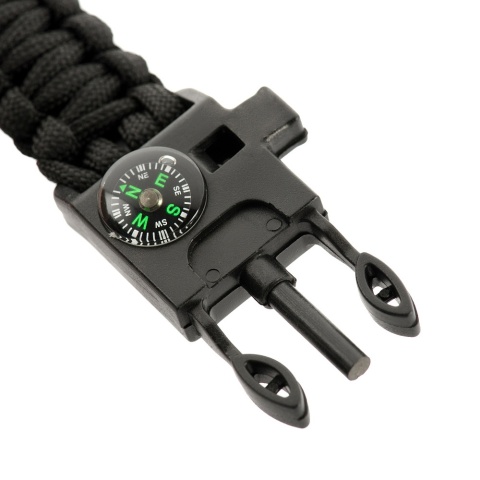 M-TAC Bransoletka Paracord z Krzesiwem Kompasem i Gwizdkiem Black M