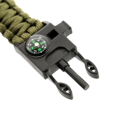 M-TAC Bransoletka Paracord z Krzesiwem Kompasem i Gwizdkiem Olive M