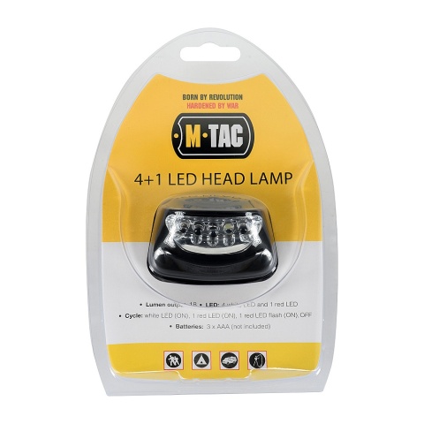 M-TAC Latarka czołowa 4 + 1 LED Black