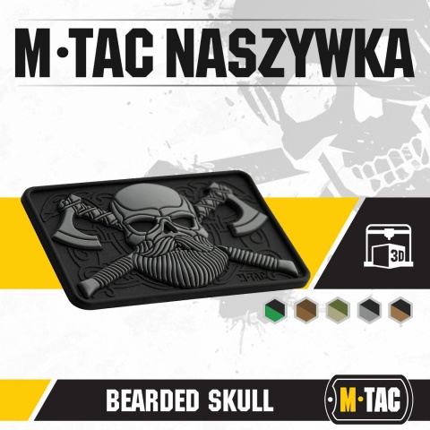 M-TAC Naszywka na rzep Bearded Skull 3D PVC Black/Grey