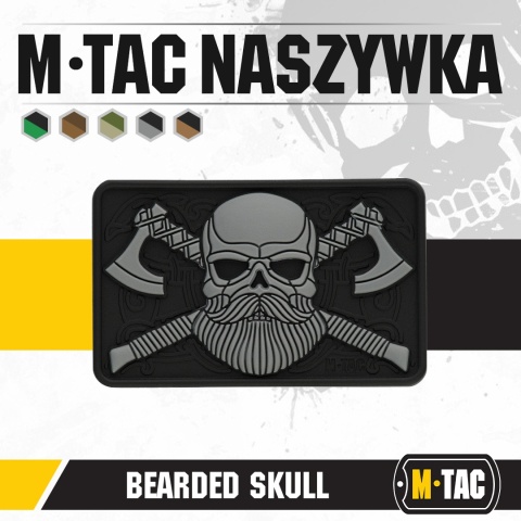 M-TAC Naszywka na rzep Bearded Skull 3D PVC Black/Grey