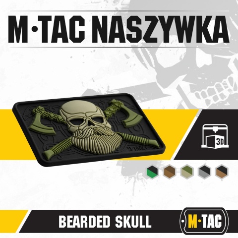M-TAC Naszywka na rzep Bearded Skull 3D PVC Black/Olive