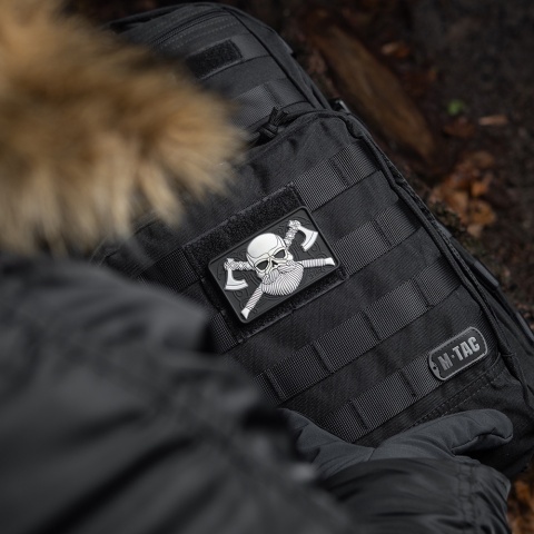 M-TAC Naszywka na rzep Bearded Skull 3D PVC Black/White