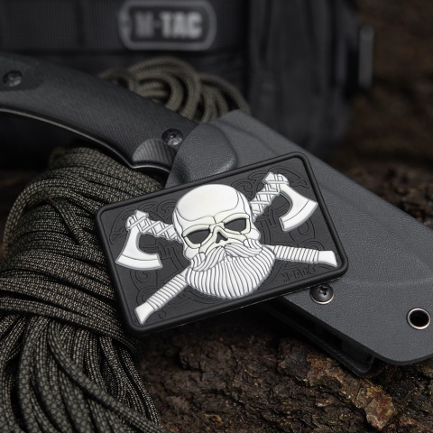 M-TAC Naszywka na rzep Bearded Skull 3D PVC Black/White
