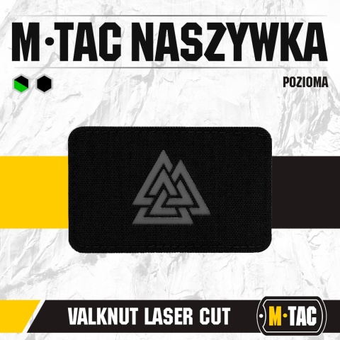 M-TAC Naszywka na rzep Valknut Pozioma Laser Cut Black Grey