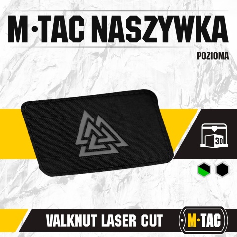 M-TAC Naszywka na rzep Valknut Pozioma Laser Cut Black Grey