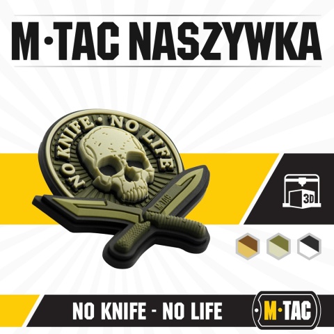 M-TAC Naszywka na rzep No Knife No Life 3D PVC Olive