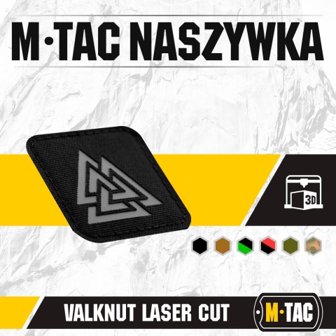 M-TAC Naszywka na rzep Valknut Laser Cut Black Grey