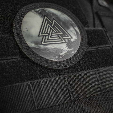 M-TAC Naszywka na rzep Valknut Drakkar 80mm Black GID