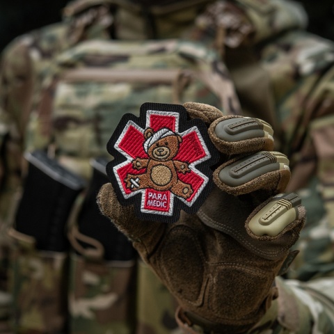 M-TAC Naszywka na rzep Paramedic Miś Haftowana Bronze/Black