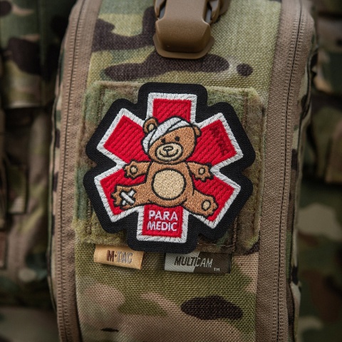 M-TAC Naszywka na rzep Paramedic Miś Haftowana Bronze/Black