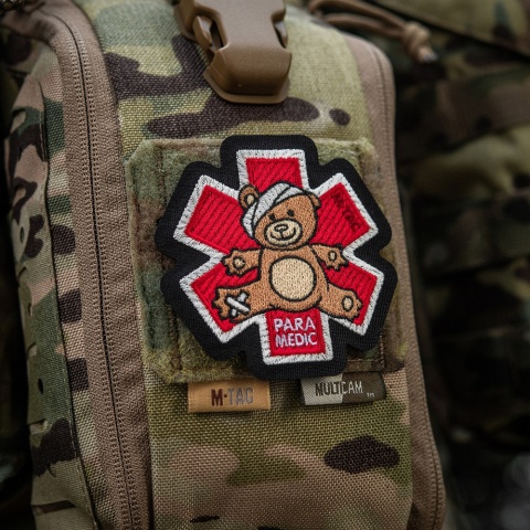 M-TAC Naszywka na rzep Paramedic Miś Haftowana Bronze/Black