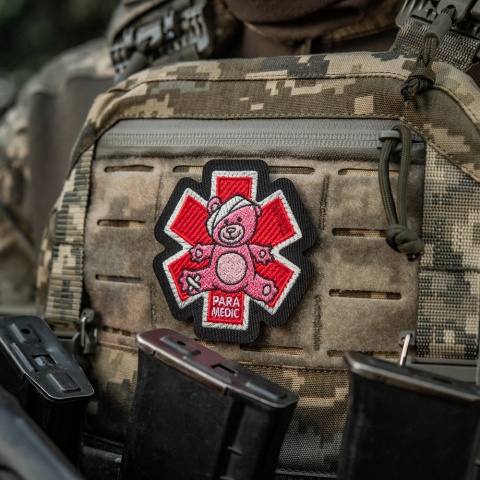 M-TAC Naszywka na rzep Paramedic Miś Haftowana Pink/Black
