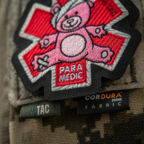 M-TAC Naszywka na rzep Paramedic Miś Haftowana Pink/Black