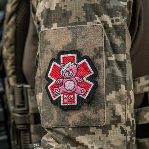 M-TAC Naszywka na rzep Paramedic Miś Haftowana Pink/Black