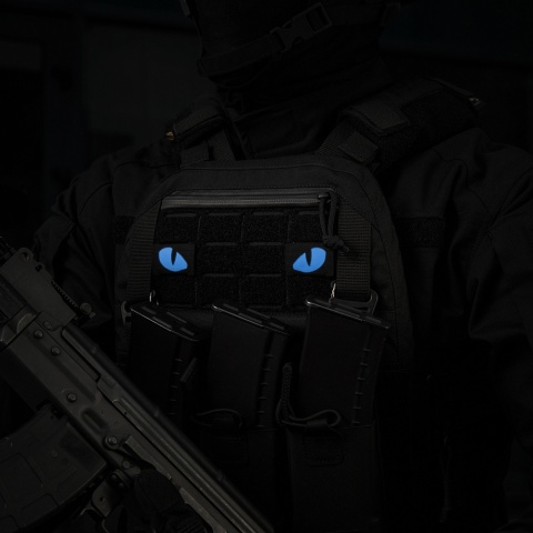 M-TAC Naszywka na rzep Tiger Eyes Laser Cut PAIR Black Blue GID