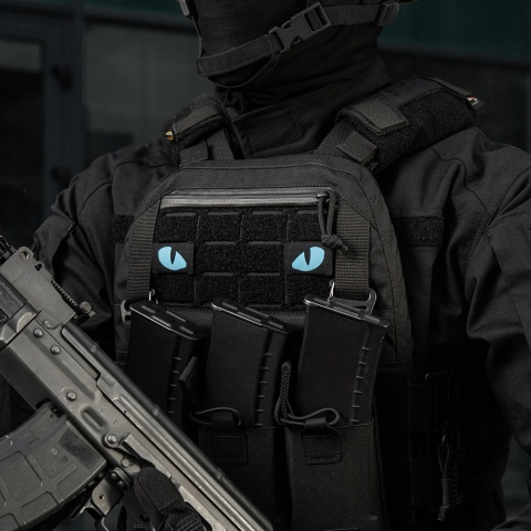 M-TAC Naszywka na rzep Tiger Eyes Laser Cut PAIR Black Blue GID