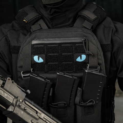 M-TAC Naszywka na rzep Tiger Eyes Laser Cut PAIR Black Blue GID