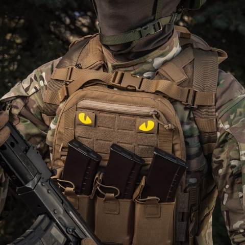 M-TAC Naszywka na rzep Tiger Eyes Laser Cut PAIR Coyote Yellow GID
