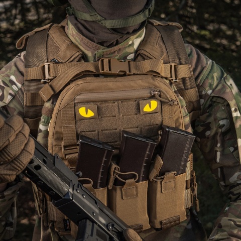 M-TAC Naszywka na rzep Tiger Eyes Laser Cut PAIR Coyote Yellow GID