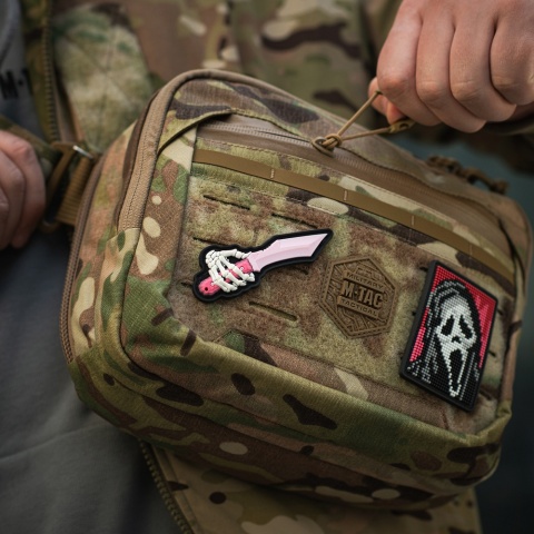 M-TAC Naszywka na rzep Skeleton Knife PVC Pink