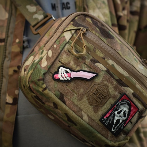 M-TAC Naszywka na rzep Skeleton Knife PVC Pink