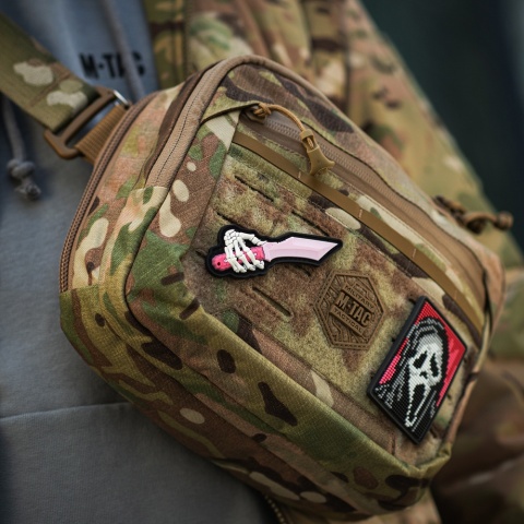 M-TAC Naszywka na rzep Skeleton Knife PVC Pink