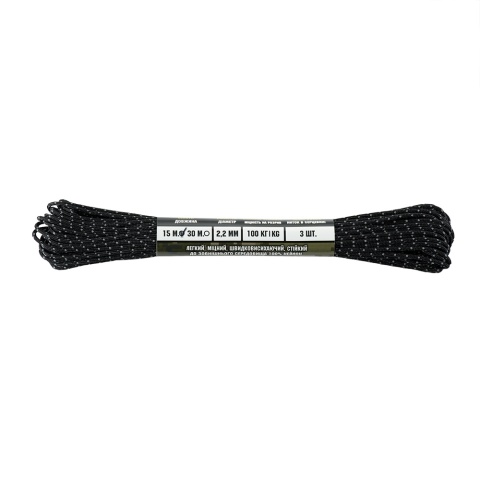 M-TAC Paracord Minicord Mil-Spec 15m Black Reflective