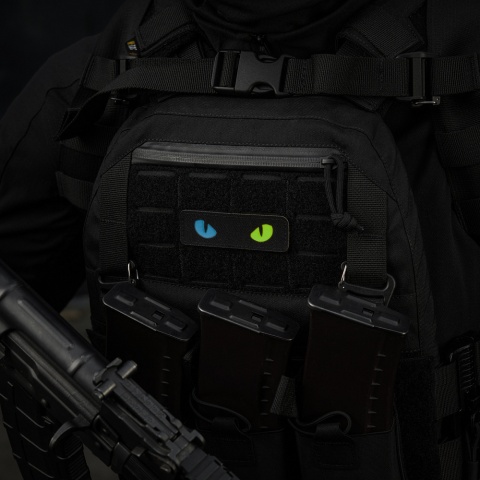 M-TAC Naszywka na rzep Cat Eyes Laser Cut Black/Yellow Blue GID