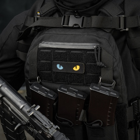 M-TAC Naszywka na rzep Cat Eyes Laser Cut Black/Yellow Blue GID