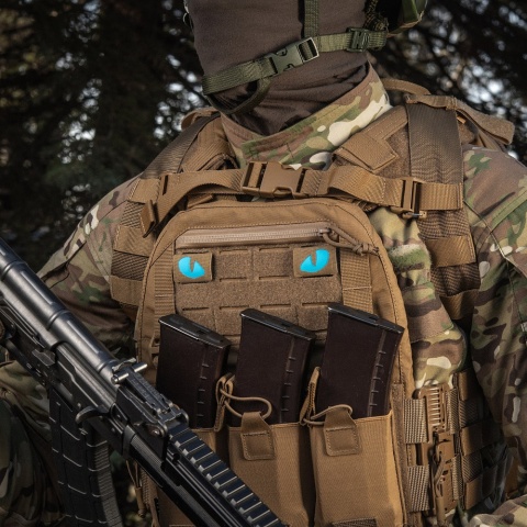 M-TAC Naszywka na rzep Tiger Eyes Laser Cut PAIR Coyote Blue GID