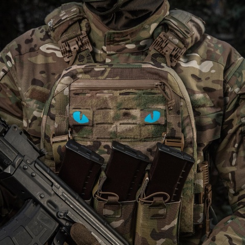 M-TAC Naszywka na rzep Tiger Eyes Laser Cut PAIR MultiCam Blue GID